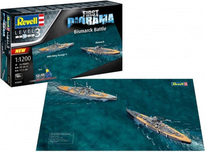 Revell modelbouwpakket diorama – 05668 first diorama set – bismarck battle – starter kit plastic – 1:1200 – modelbouw
