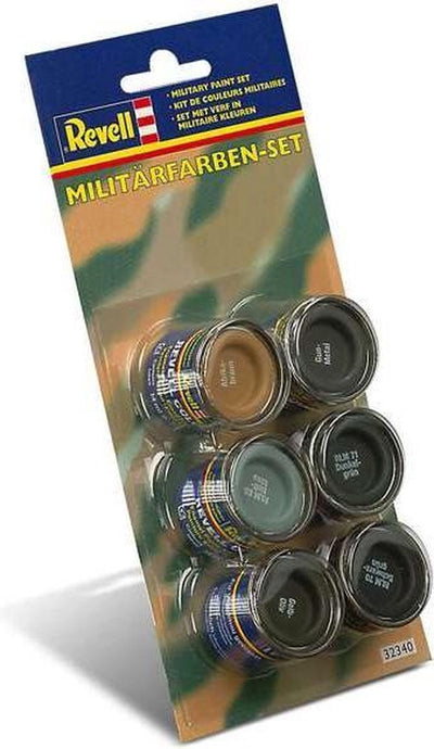 Revell hobbyverf – 6x 14 ml – modelbouw – 32340 military colours – verf set – airbrush paint – hobby volwassenen – enamel verf