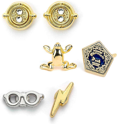 The Carat Shop – Harry Potter oorbellen set met time turner – chocolade kikker en bril – bliksemschicht oorbellen