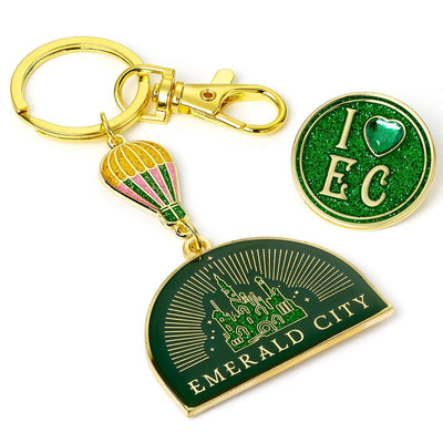 The Carat Shop – wicked emerald city hete luchtballon sleutelhanger & speld cadeauset