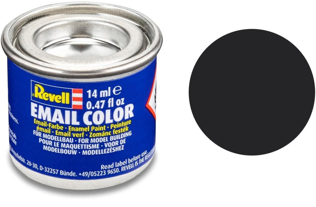 Revell hobbyverf enamel verf – #6 tar black (teerzwart) – matt – ral9021 – enamel – verf potje – 14 ml
