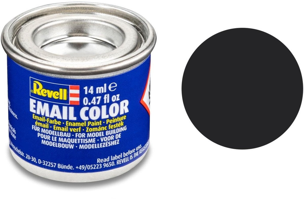 Revell hobbyverf enamel verf – #6 tar black (teerzwart) – matt – ral9021 – enamel – verf potje – 14 ml