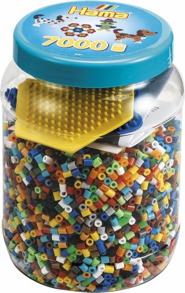 Hama strijkkralen set in pot 7000 stuks blauw