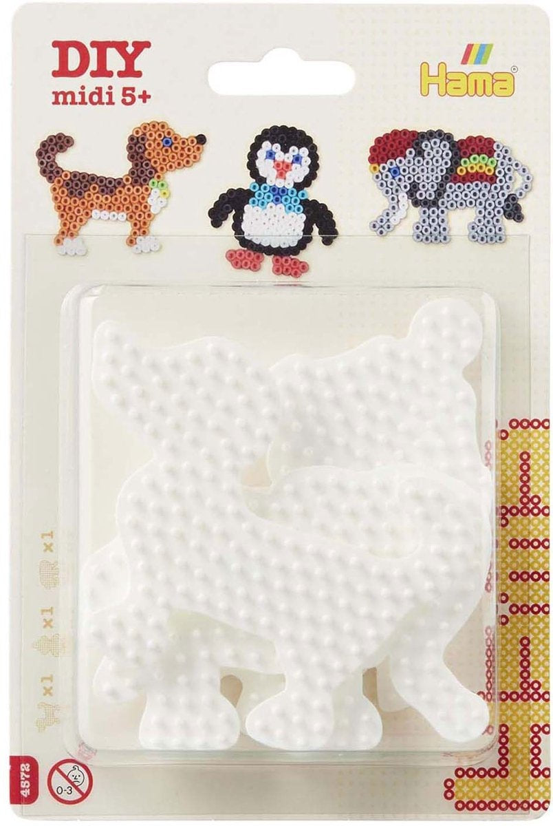 Hama – strijkkralengrondplaat – 3 stuks – olifant, pinguin, hond
