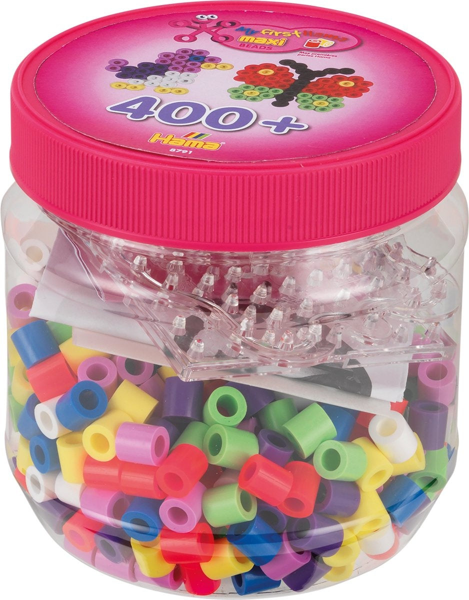 Hama – strijkkralen set – 400 multikleur kralen – 2 grondplaten – vlinder & vierkant