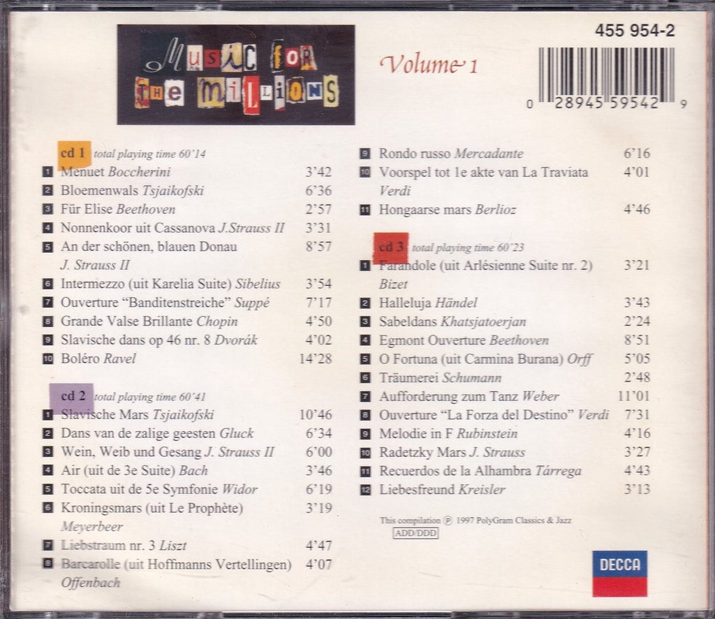 3cd music for the millions vol. 1 – diverse componisten – diverse artiesten – CD
