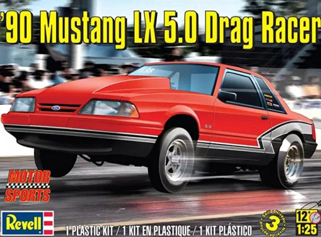Revell modelbouwpakket auto – 14195 90 mustang lx 5.0 drag rr plastic – 1:25 – modelbouw