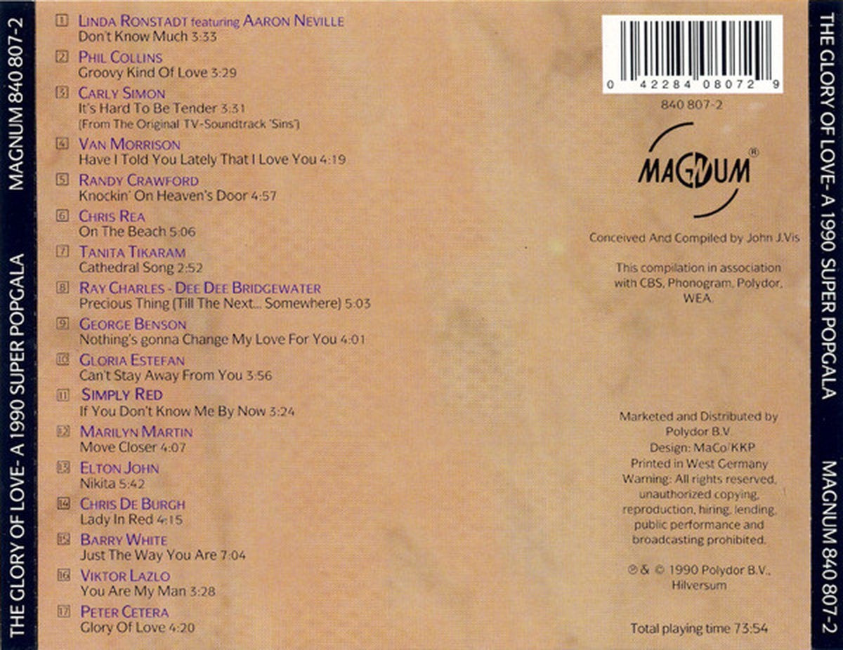 Glory of love – a 1990 super popgala – CD