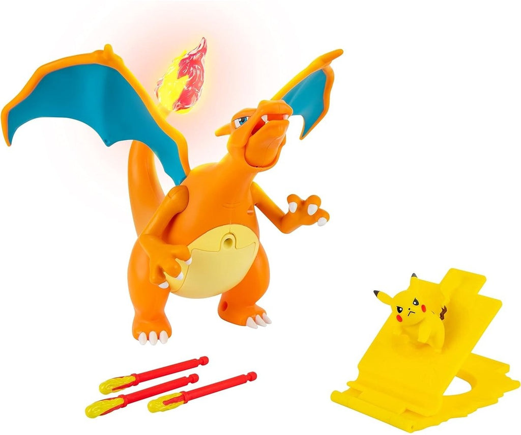 Pokémon: charizard with pikachu and launcher deluxe 6 inch feature figure