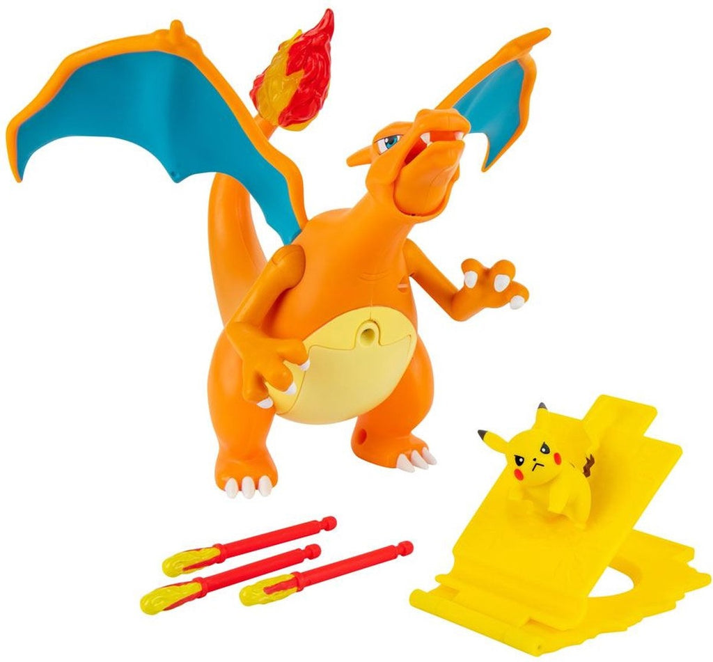 Pokémon: charizard with pikachu and launcher deluxe 6 inch feature figure