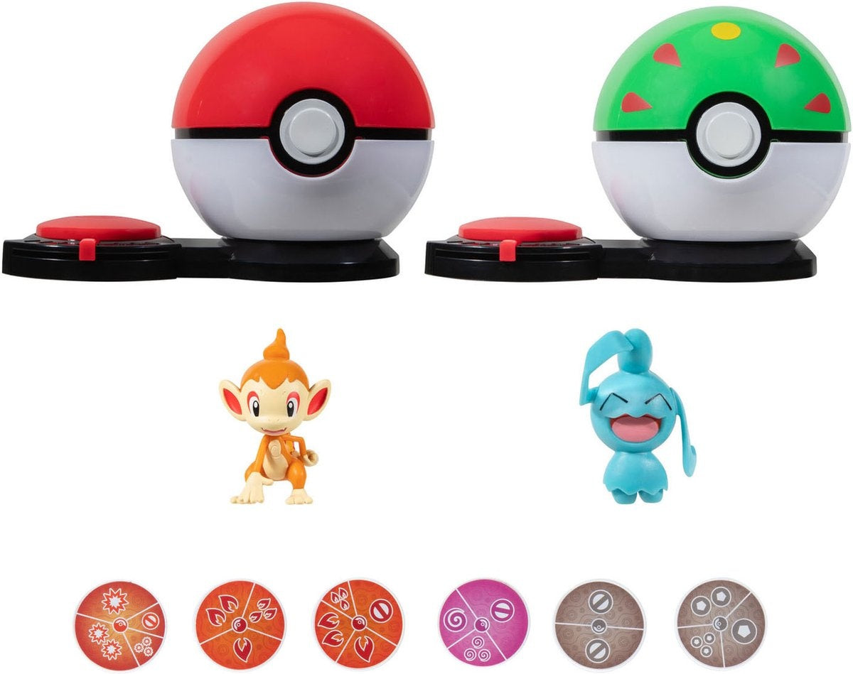 Pokémon surprise attack game chimchar with poké ball vs. wynaut with friend ball