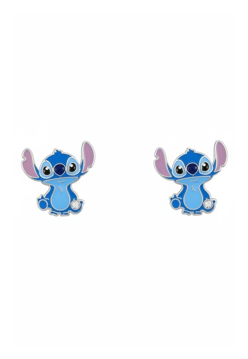 Zilvergeplateerde stitch oorbellen – studs