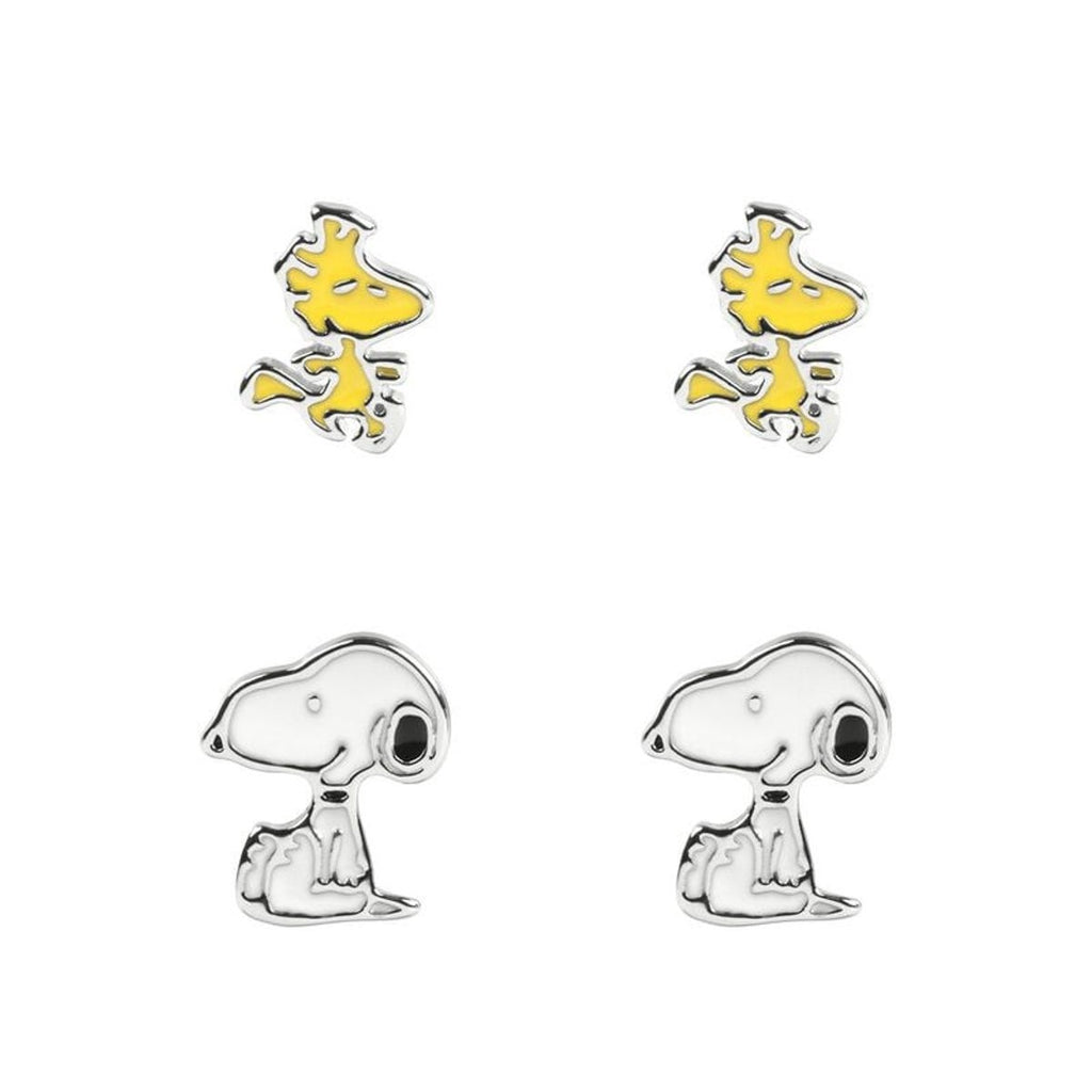 Peanuts snoopy & woodstock unisex oorbellenset – wit/geel – standard