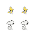 Peanuts snoopy & woodstock unisex oorbellenset – wit/geel – standard