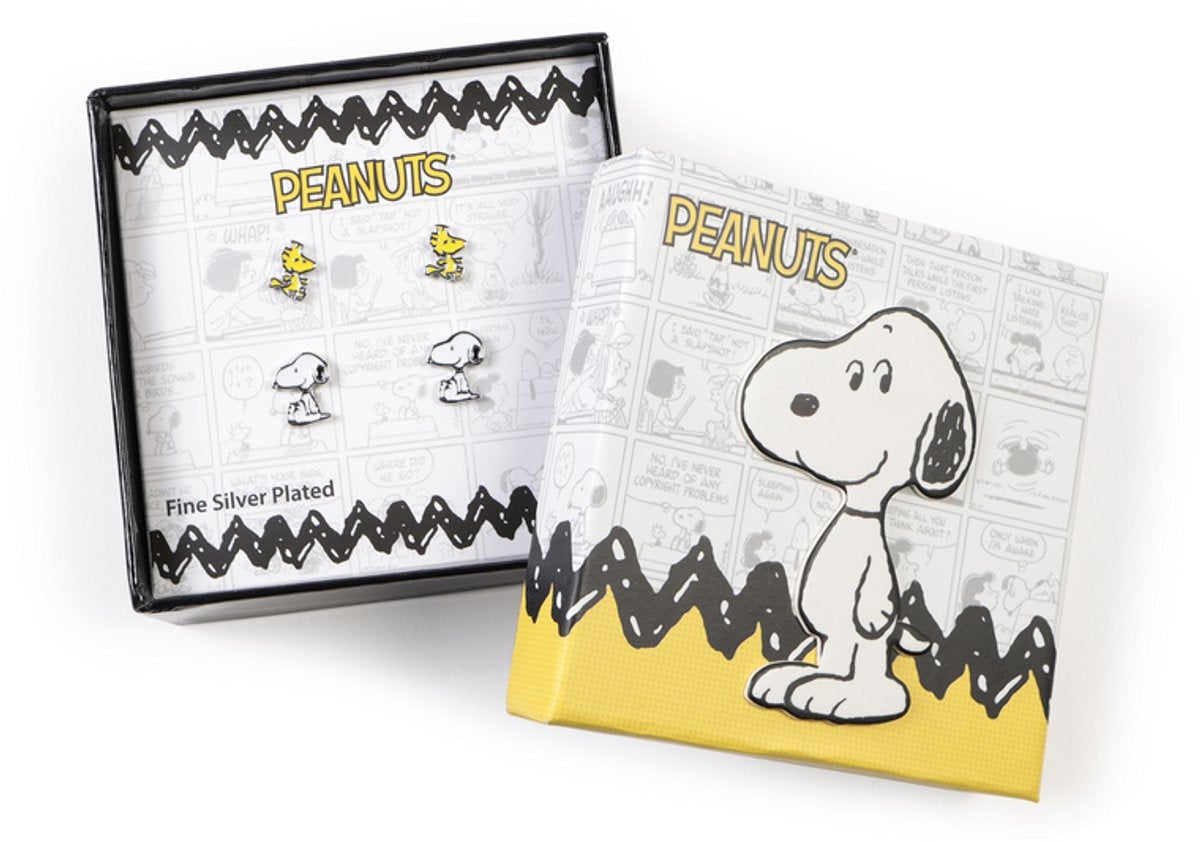 Peanuts snoopy & woodstock unisex oorbellenset – wit/geel – standard