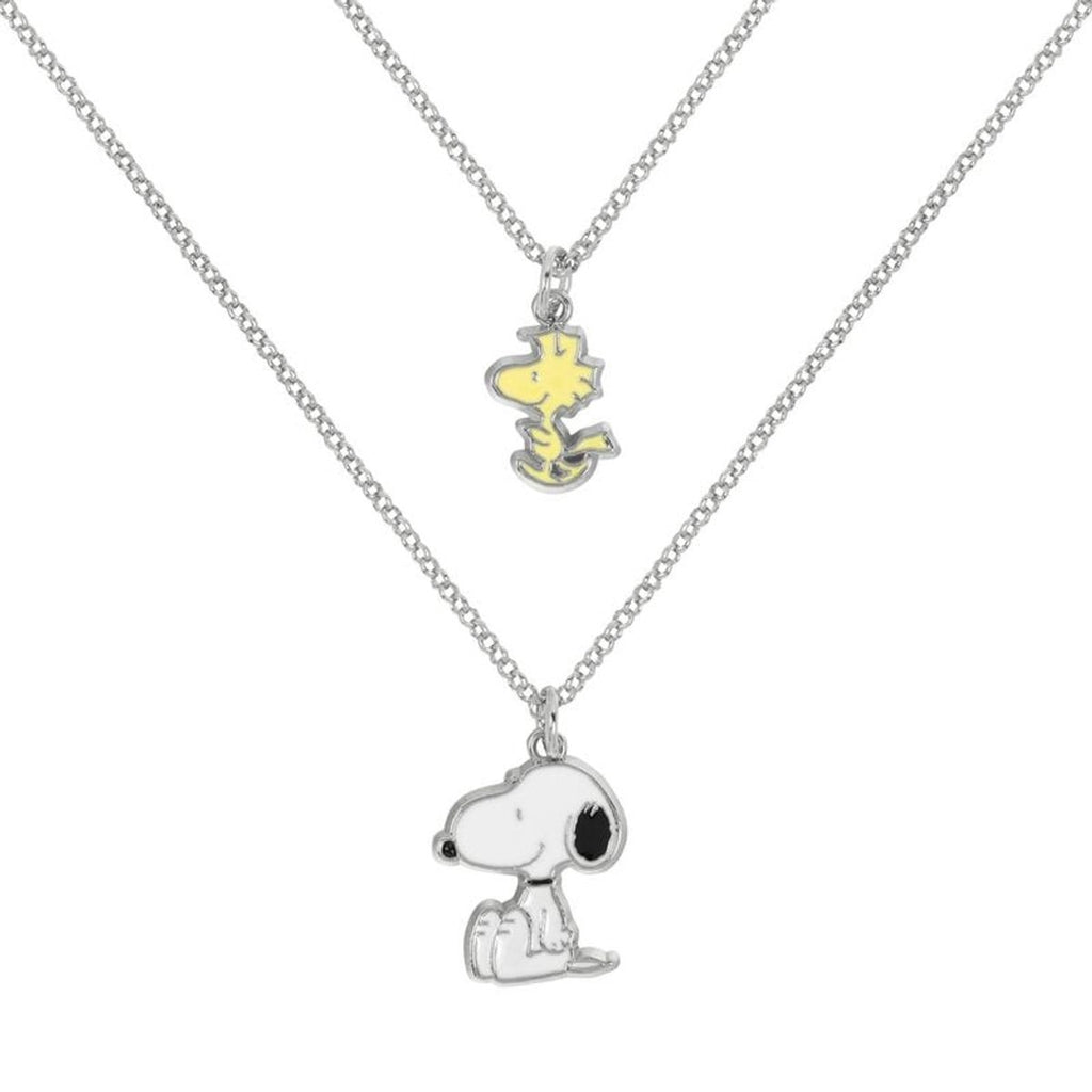Peanuts snoopy & woodstock (set van 2) unisex halsketting – zilverkleurig – standard