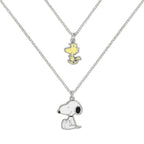 Peanuts snoopy & woodstock (set van 2) unisex halsketting – zilverkleurig – standard