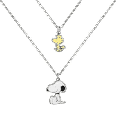 Peanuts snoopy & woodstock (set van 2) unisex halsketting – zilverkleurig – standard