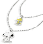 Peanuts snoopy & woodstock (set van 2) unisex halsketting – zilverkleurig – standard