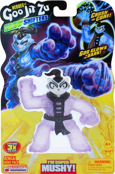Goo jit zu shifters superhelden set – bengal – glow in the dark – stretchfiguur