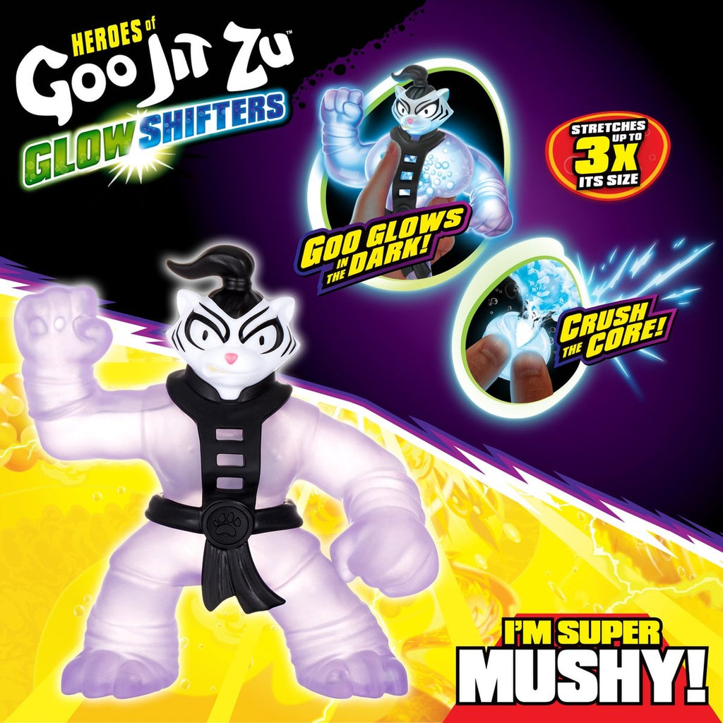 Goo jit zu shifters superhelden set – bengal – glow in the dark – stretchfiguur