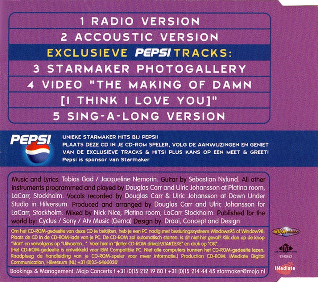 Starmaker – damn – i think i love you (CD-maxi-single)