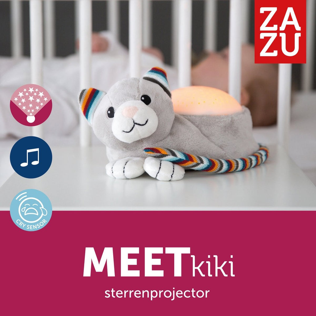 Zazu – kiki de kat – luxe plafonprojector met verschillende soorten muziek en huilsensor – de projector bevat 3 mooie kleuren om een prachtige sterrenhemel te creeeren