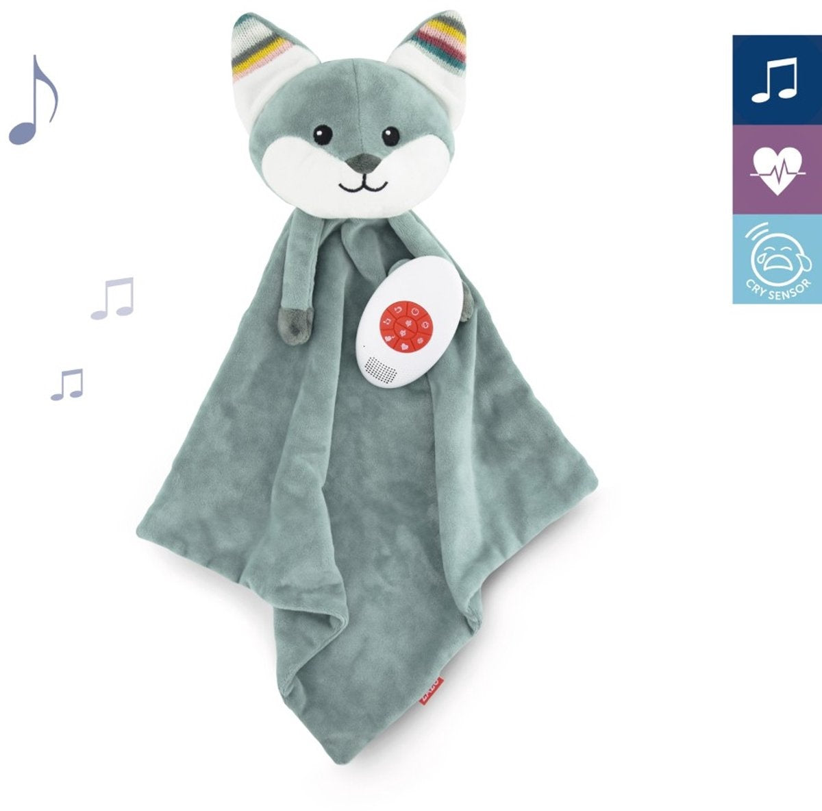Zazu felix de vos – heartbeat & white noise knuffeldoekje – blauw – 35 cm
