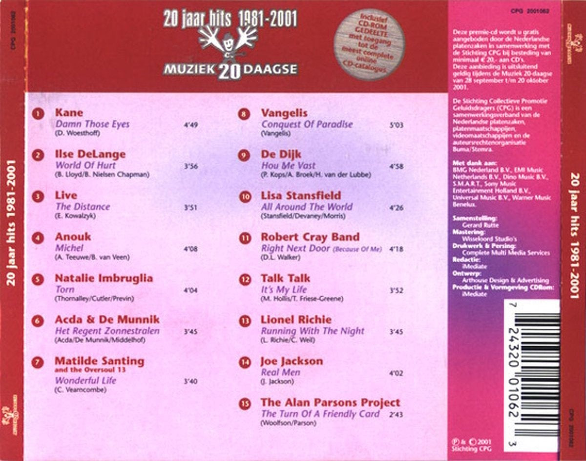 Cpg 2001 – 20 jaar hits (+enhanced) – CD