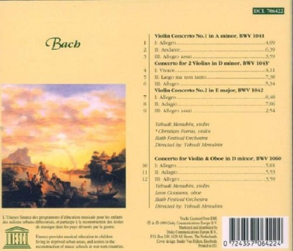 Unesco classics – bach: violin concertos – concerto for violin & oboe – CD