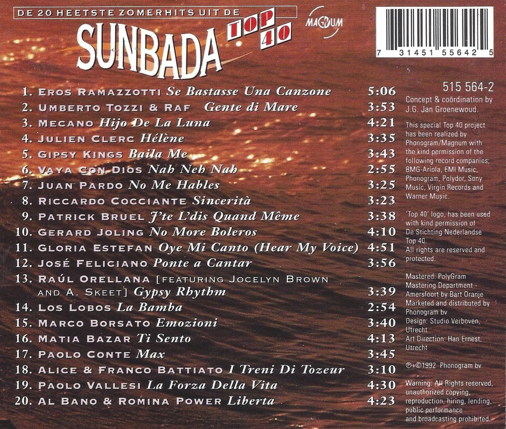 Sunbada: de 20 heetste zomerhits uit de top 40 – CD