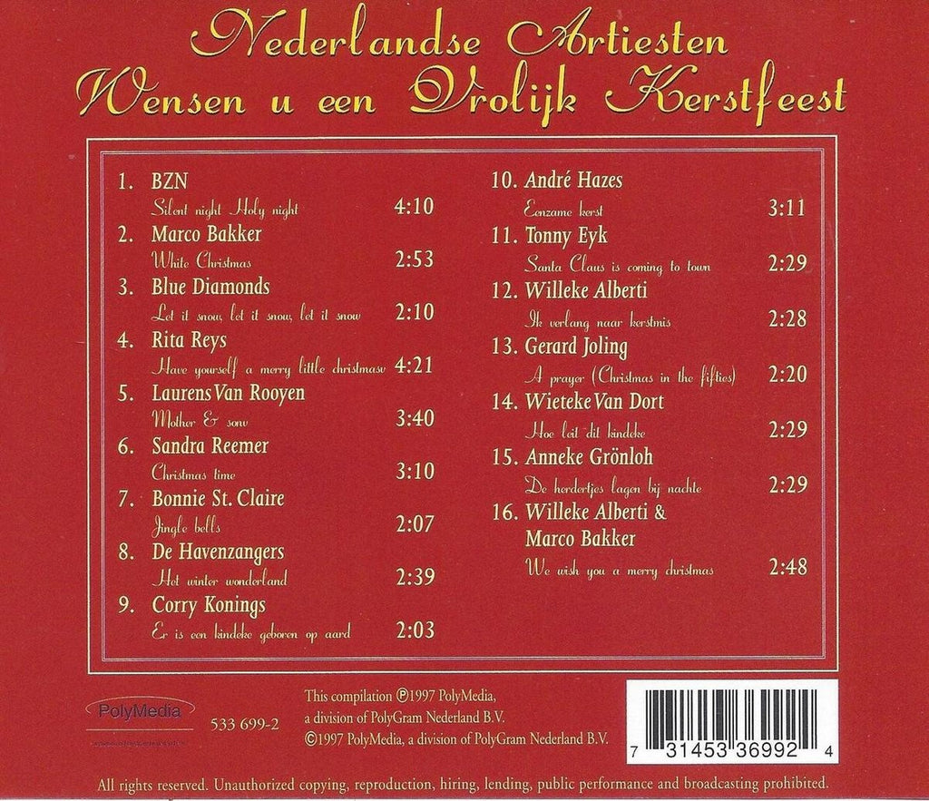 Nederlandse artiesten wensen u een vrolijk kerstfeest – CD