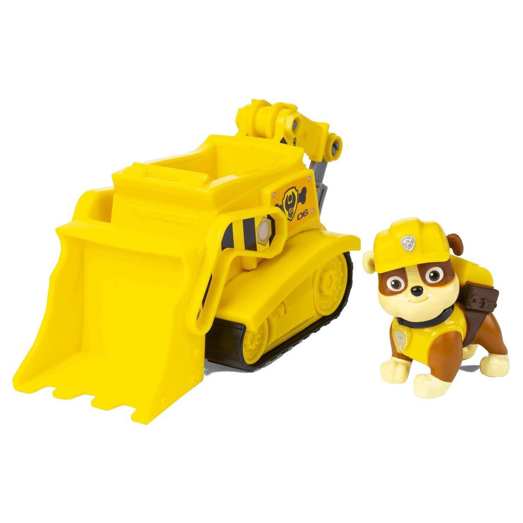 Paw patrol – rubble's bulldozer – speelgoedauto met speelfiguur – 68% gerecycled plastic – duurzaam speelgoed