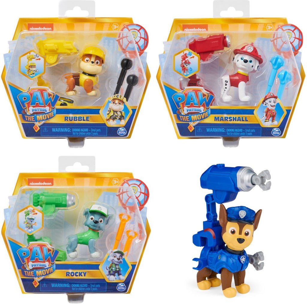 Paw patrol de film actiefiguur met rugzak – clip en 2 projectielen – stijlen kunnen variëren