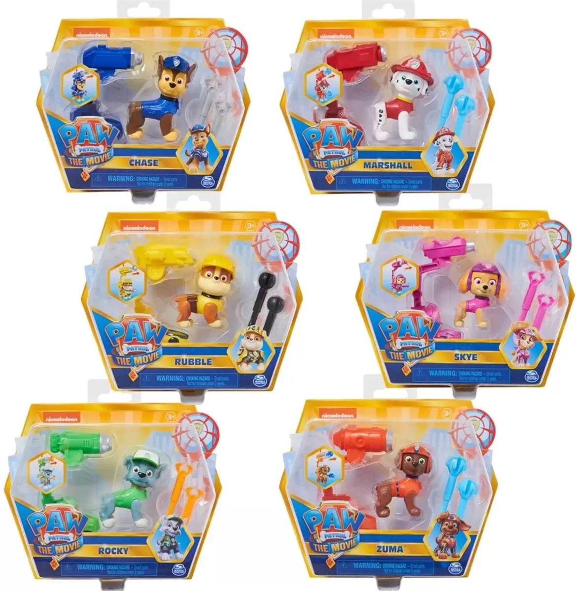 Paw patrol de film actiefiguur met rugzak – clip en 2 projectielen – stijlen kunnen variëren