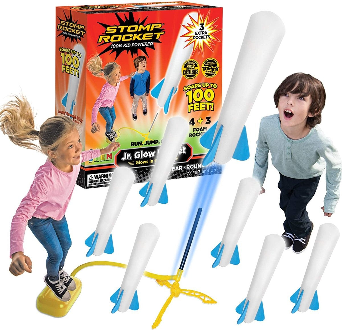 Stomp rocket 365044 stomp rocket jr. glow – 4 raketten – speelgoed