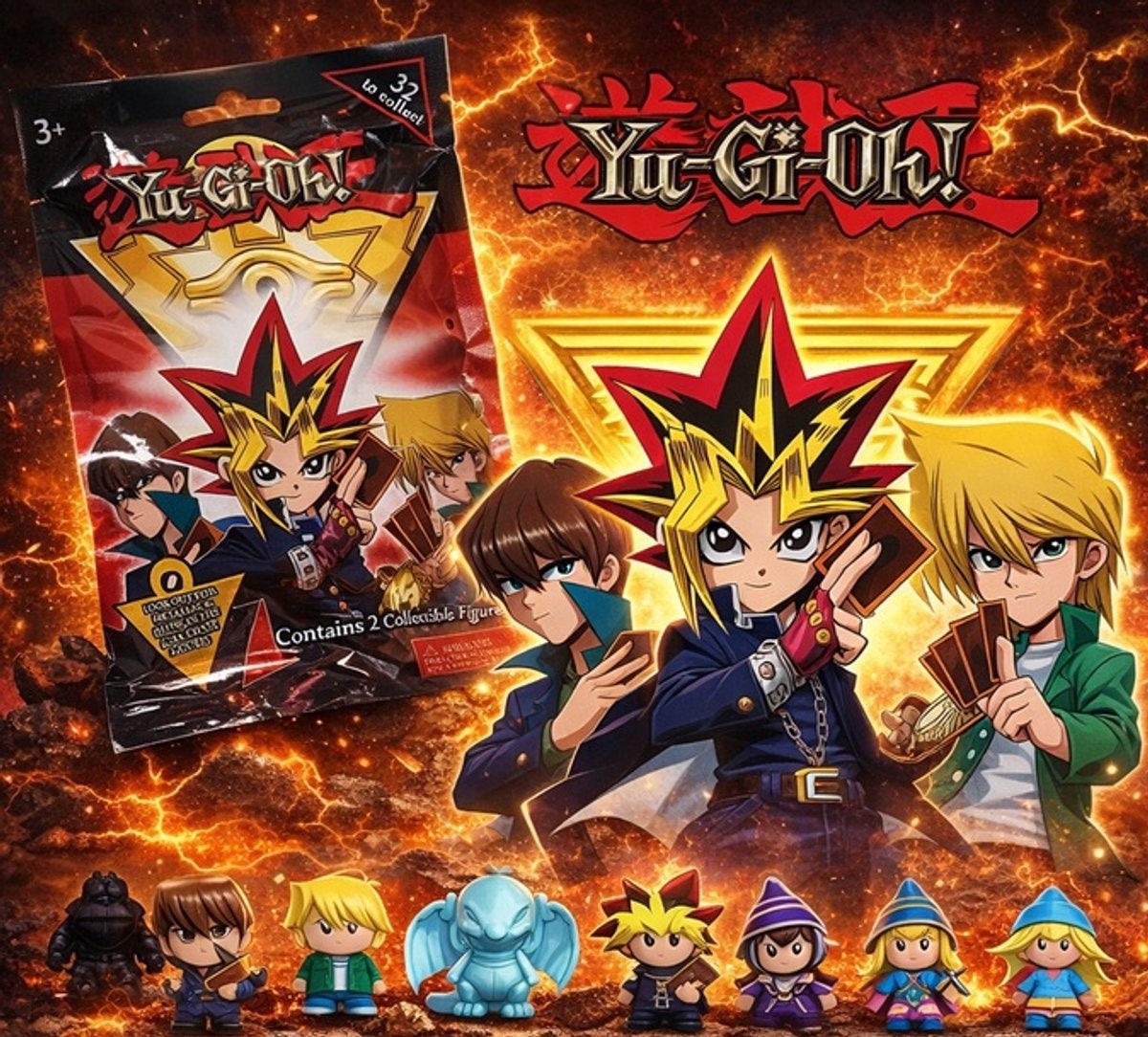 Yu-gi-oh blind bag figuur – 2 pack – 3 cm groot – verzamel ze alle 32