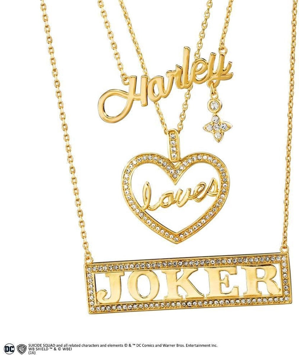 DC Comics: harley quinn loves the joker necklace set