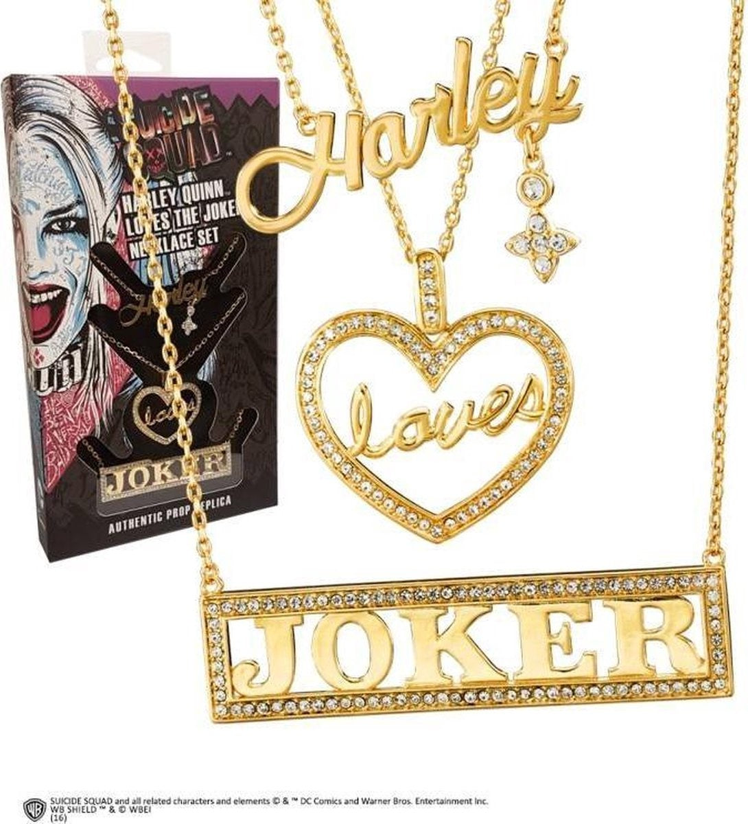 DC Comics: harley quinn loves the joker necklace set
