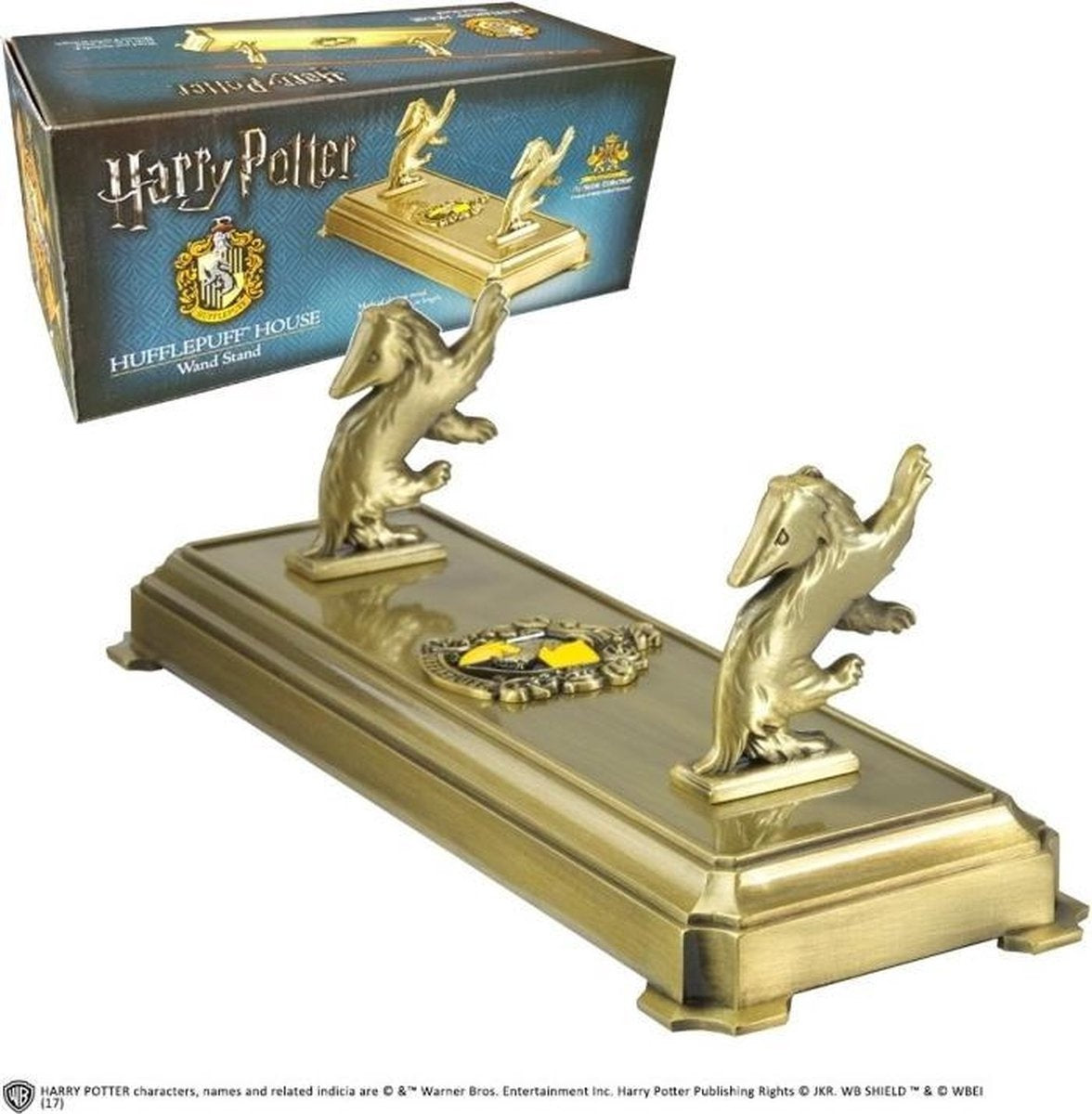 The Noble Collection Harry Potter toverstaf standaard hufflepuff 20 cm goudkleurig – toverstafhouder