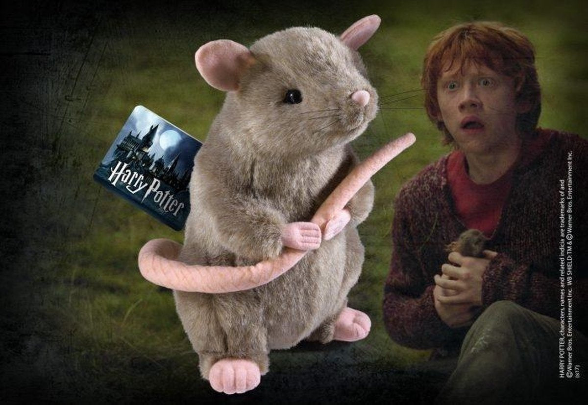 The Noble Collection Harry Potter – scabbers 23 cm pluche knuffel – grijs