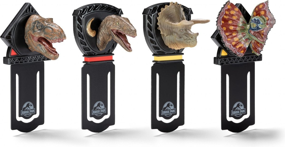 The Noble Collection jurassic park boekenlegger dinosaurs set van 4