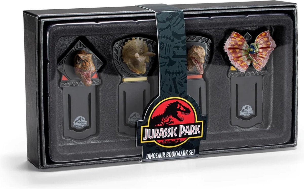 The Noble Collection jurassic park boekenlegger dinosaurs set van 4
