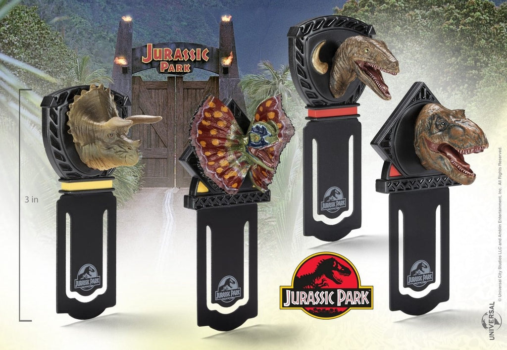The Noble Collection jurassic park boekenlegger dinosaurs set van 4