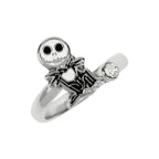 Disney nightmare before christmas white & black silver plated clear stone ring