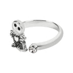 Disney nightmare before christmas white & black silver plated clear stone ring