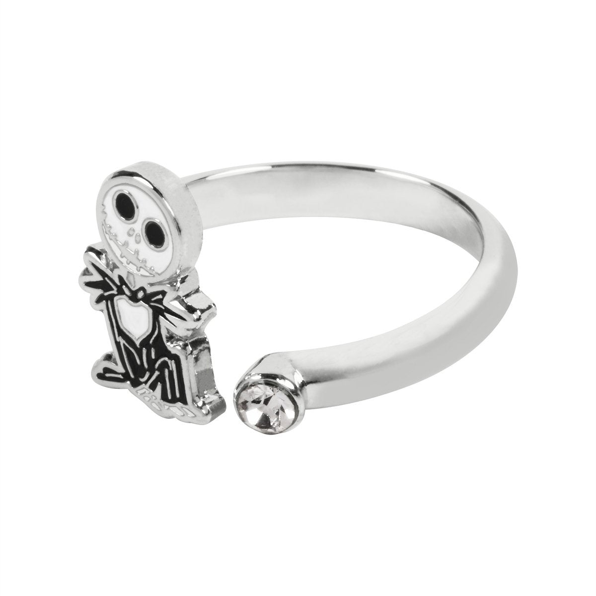 Disney nightmare before christmas white & black silver plated clear stone ring