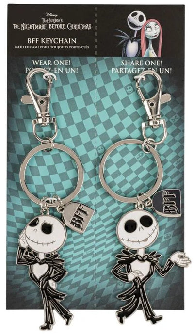 Disney the nightmare before christmas black, white and silver bff keyring set