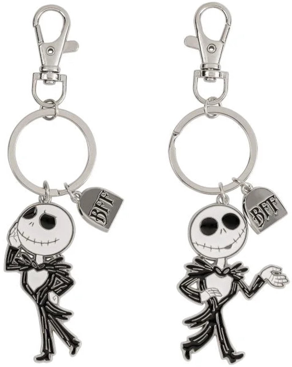 Disney the nightmare before christmas black, white and silver bff keyring set