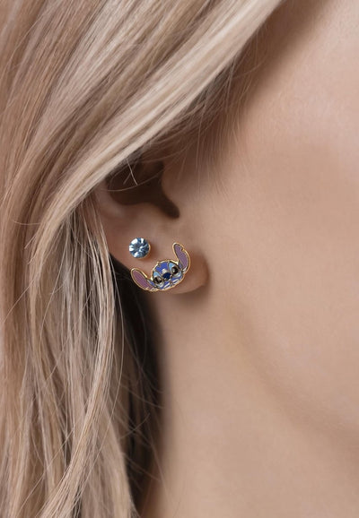 Peershardy disney – blue & gold stitch stud earrings – oorbellen set jewelry